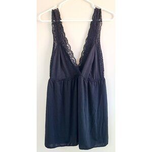 Shein Lace Trim Black Nightdress Lingerie Sleepwear with Matching G-String 2XL